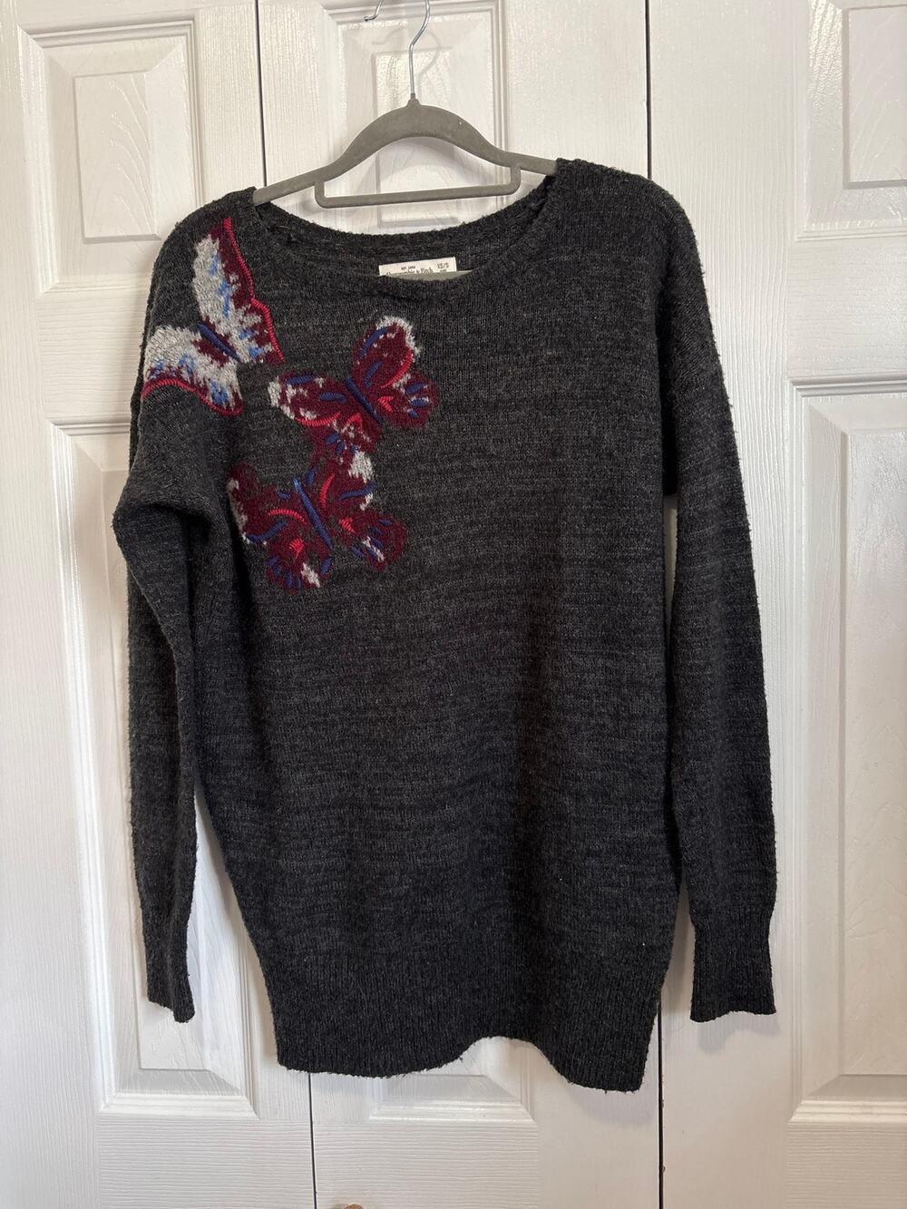 Abercrombie & Fitch Soft Cozy Charcoal Butterfly Knit Tunic Sweater XS/S